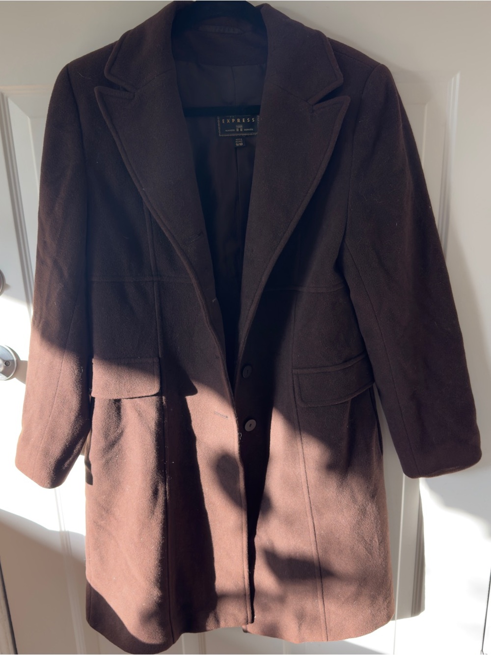 Express Women's Dark Brown Wool Trench Coat